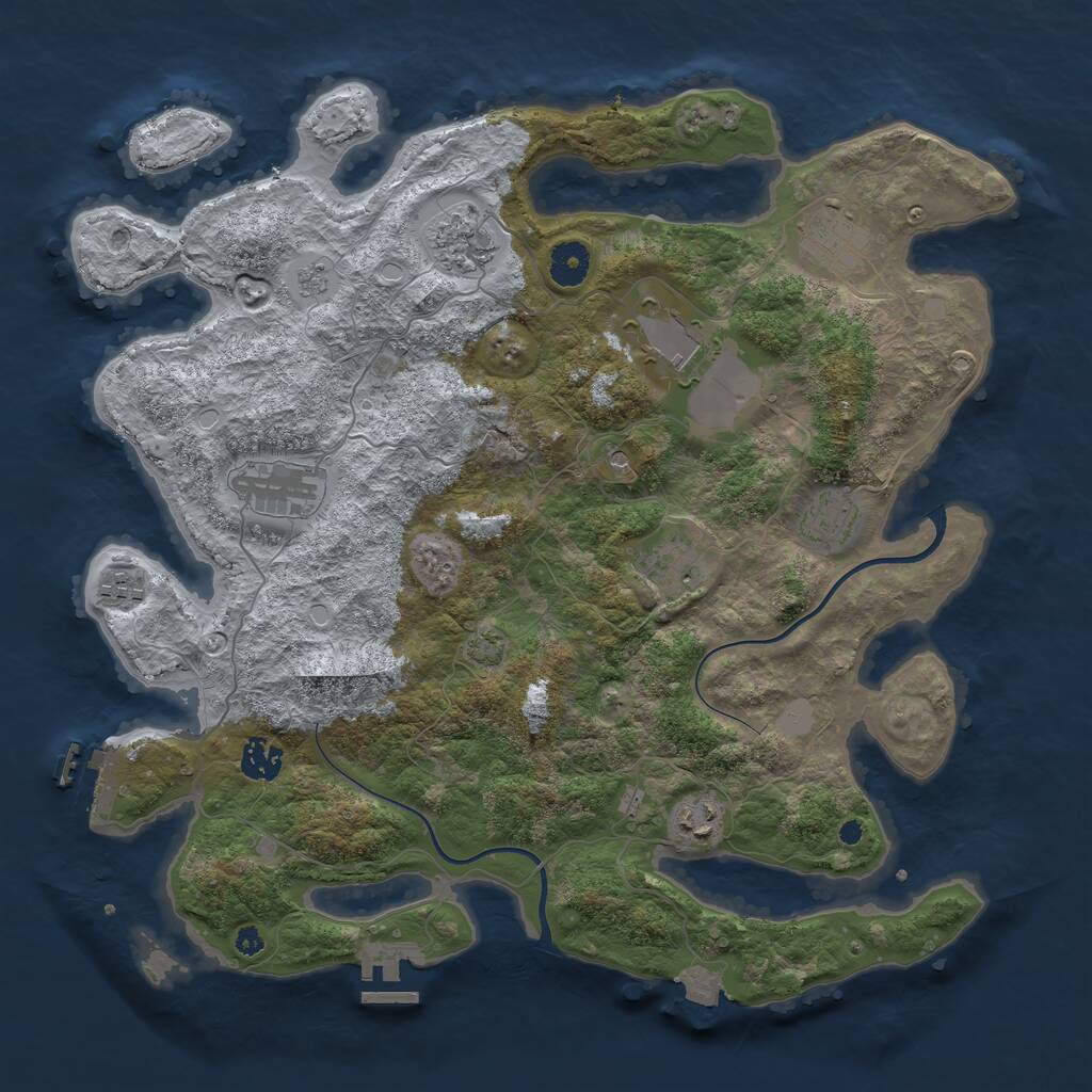 Rust Map: Procedural Map, Size: 3850, Seed: 1633937929, 15 Monuments