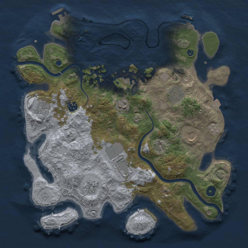 Rust Map: Procedural Map, Size: 3700, Seed: 1384816459, 15 Monuments