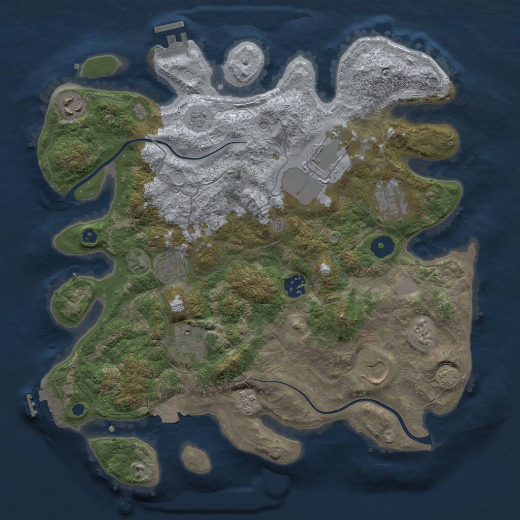 Rust Map: Procedural Map, Size: 3500, Seed: 1177231773, 14 Monuments