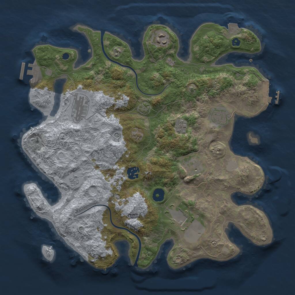Rust Map: Procedural Map, Size: 3500, Seed: 648538256, 13 Monuments