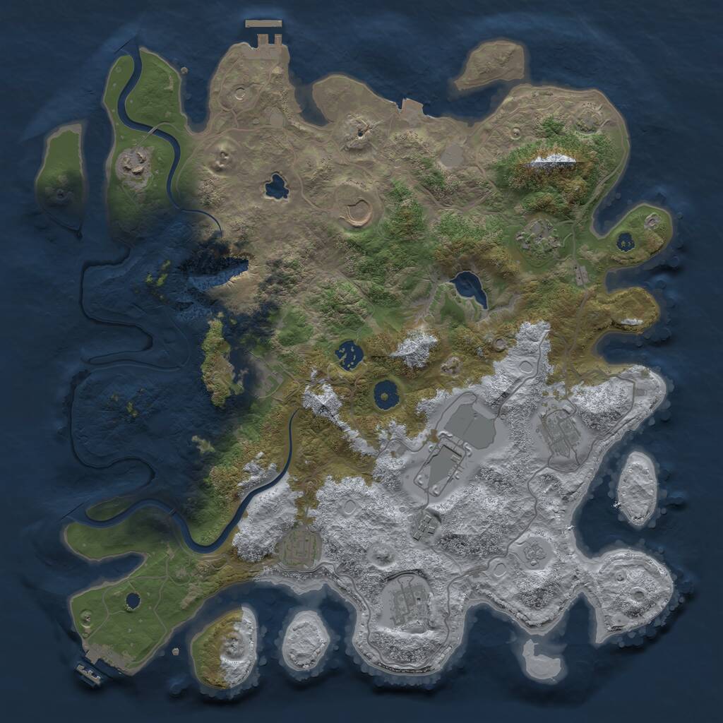 Rust Map: Procedural Map, Size: 4000, Seed: 71383576, 16 Monuments