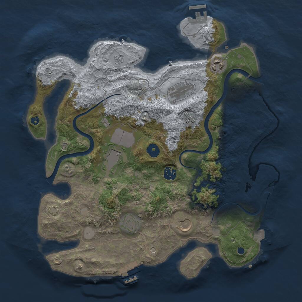 Rust Map: Procedural Map, Size: 3500, Seed: 1461939057, 13 Monuments
