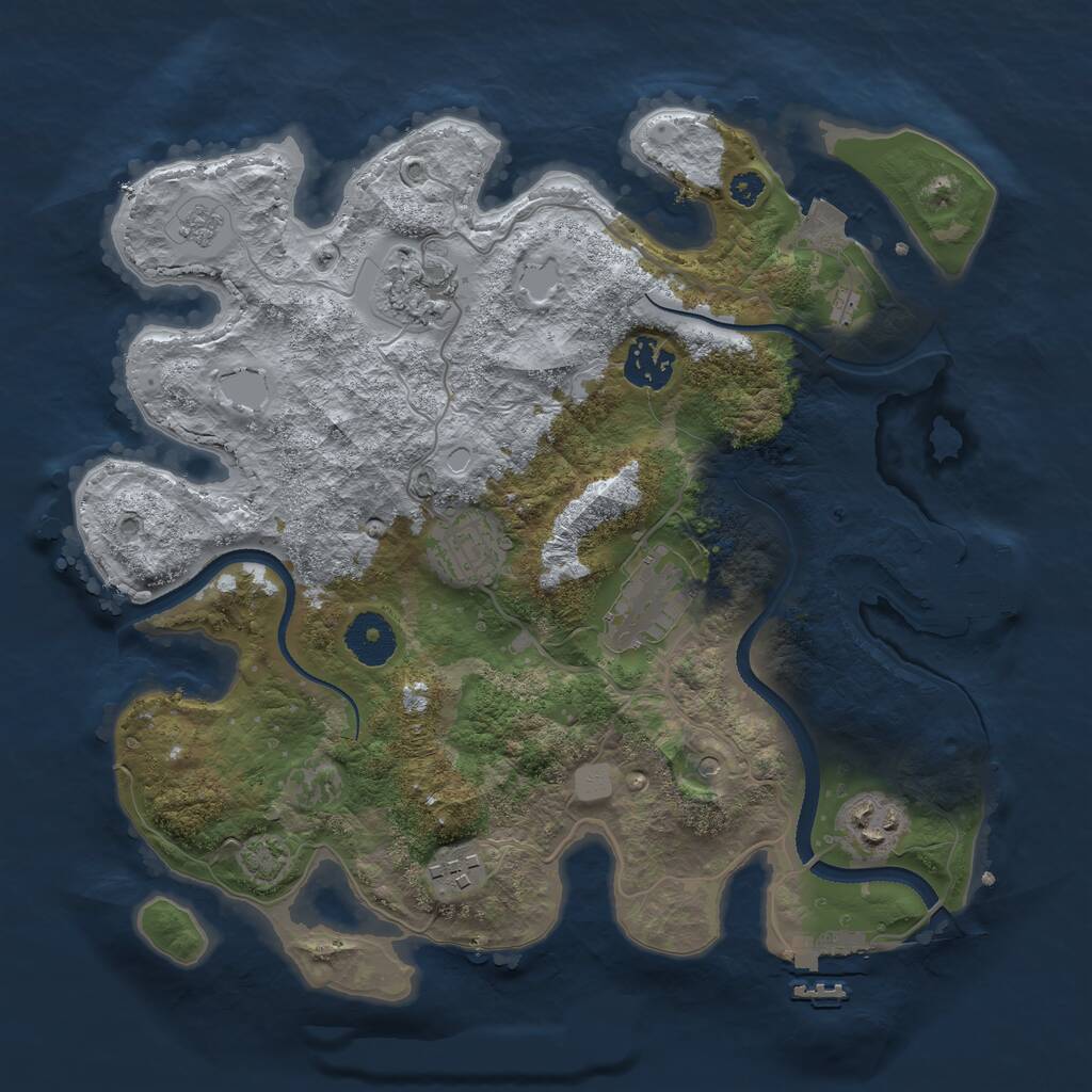 Rust Map: Procedural Map, Size: 3250, Seed: 1402767764, 12 Monuments