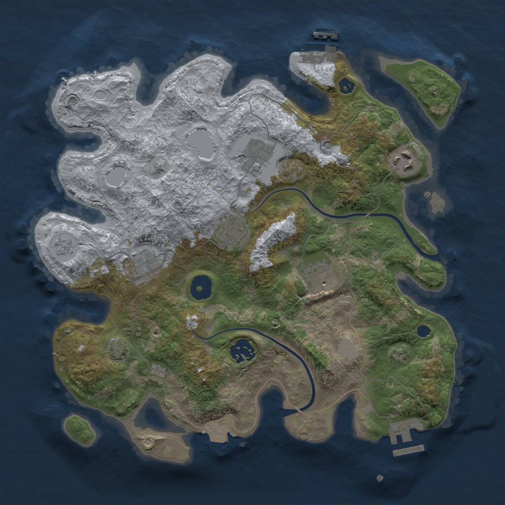 Rust Map: Procedural Map, Size: 3250, Seed: 1402767764, 12 Monuments