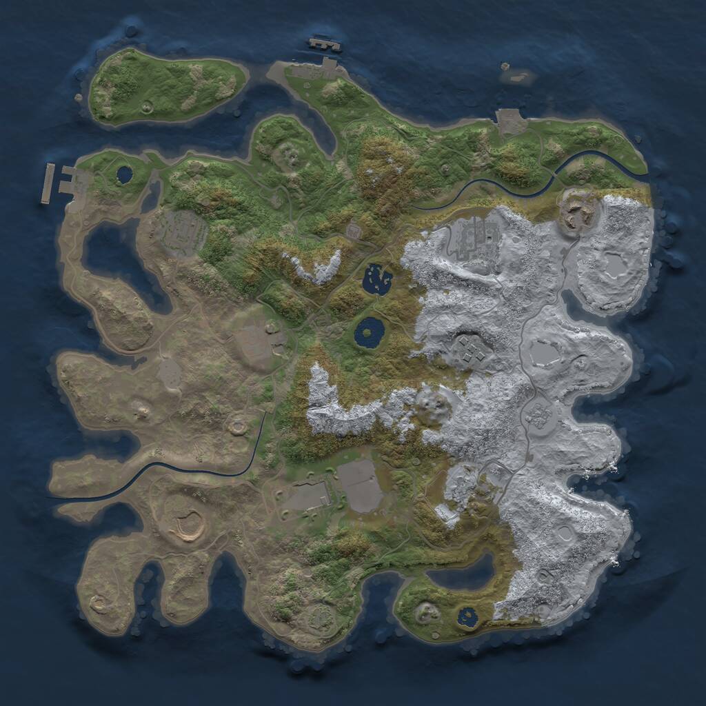 Rust Map: Procedural Map, Size: 3500, Seed: 1044653708, 14 Monuments