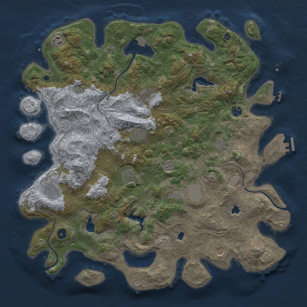 Rust Map: Procedural Map, Size: 4600, Seed: 47661573, 16 Monuments