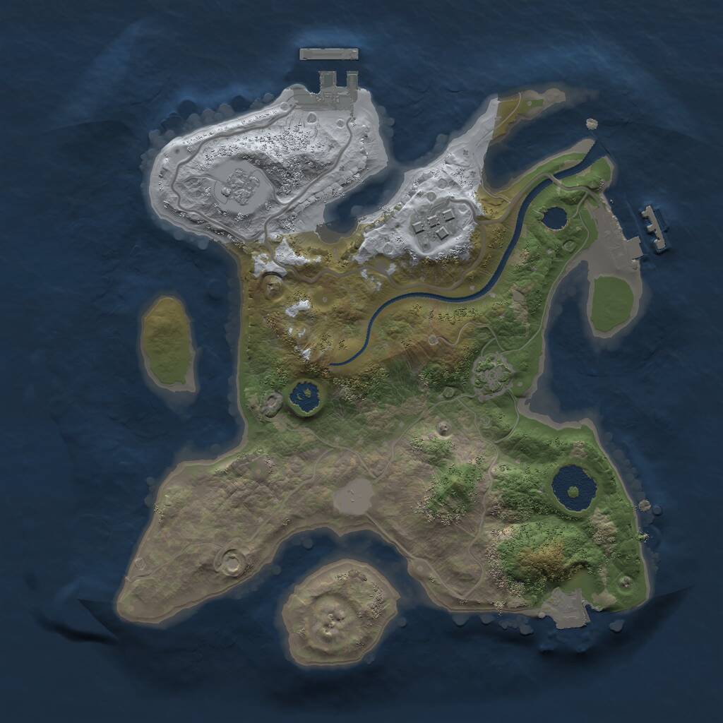 Rust Map: Procedural Map, Size: 2500, Seed: 1839517475, 6 Monuments