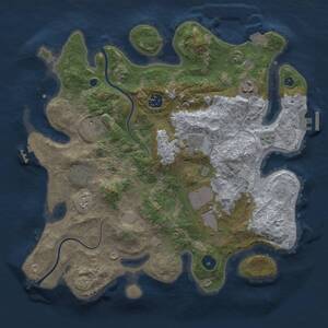 Thumbnail Rust Map: Procedural Map, Size: 3500, Seed: 1477601061, 13 Monuments