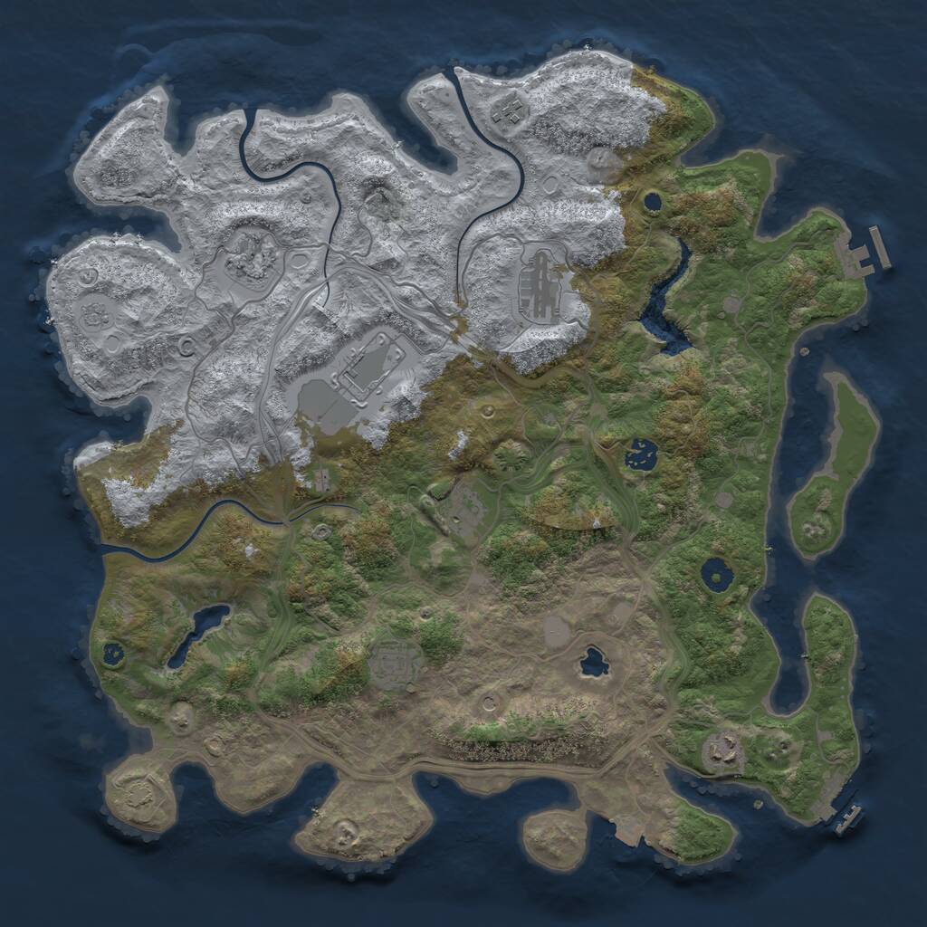 Rust Map: Procedural Map, Size: 4250, Seed: 91735722, 14 Monuments