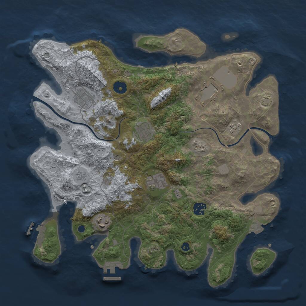 Rust Map: Procedural Map, Size: 3500, Seed: 752347358, 13 Monuments