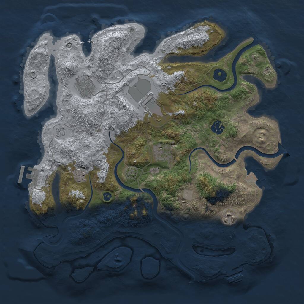 Rust Map: Procedural Map, Size: 3500, Seed: 562092996, 12 Monuments