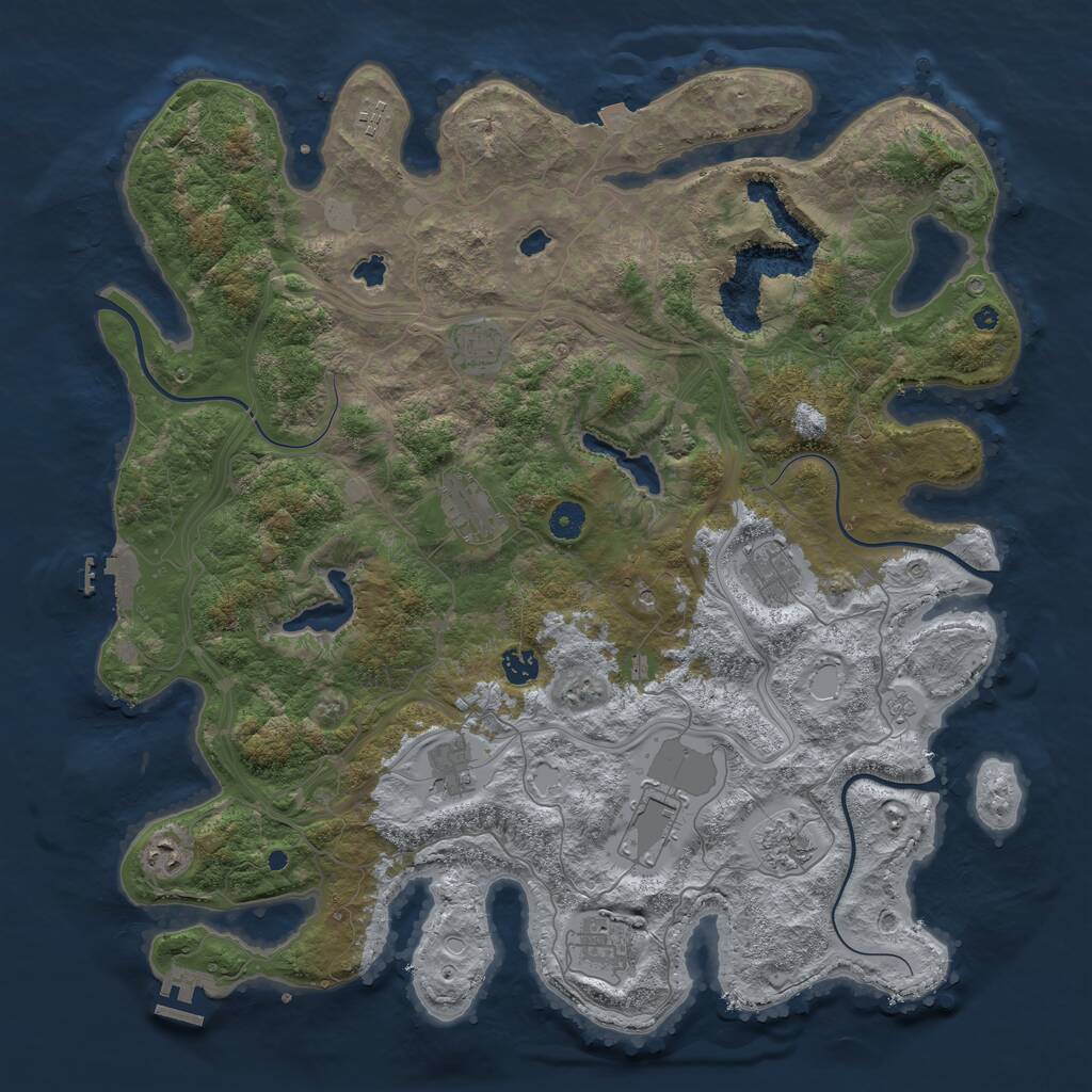 Rust Map: Procedural Map, Size: 4500, Seed: 1749898383, 16 Monuments