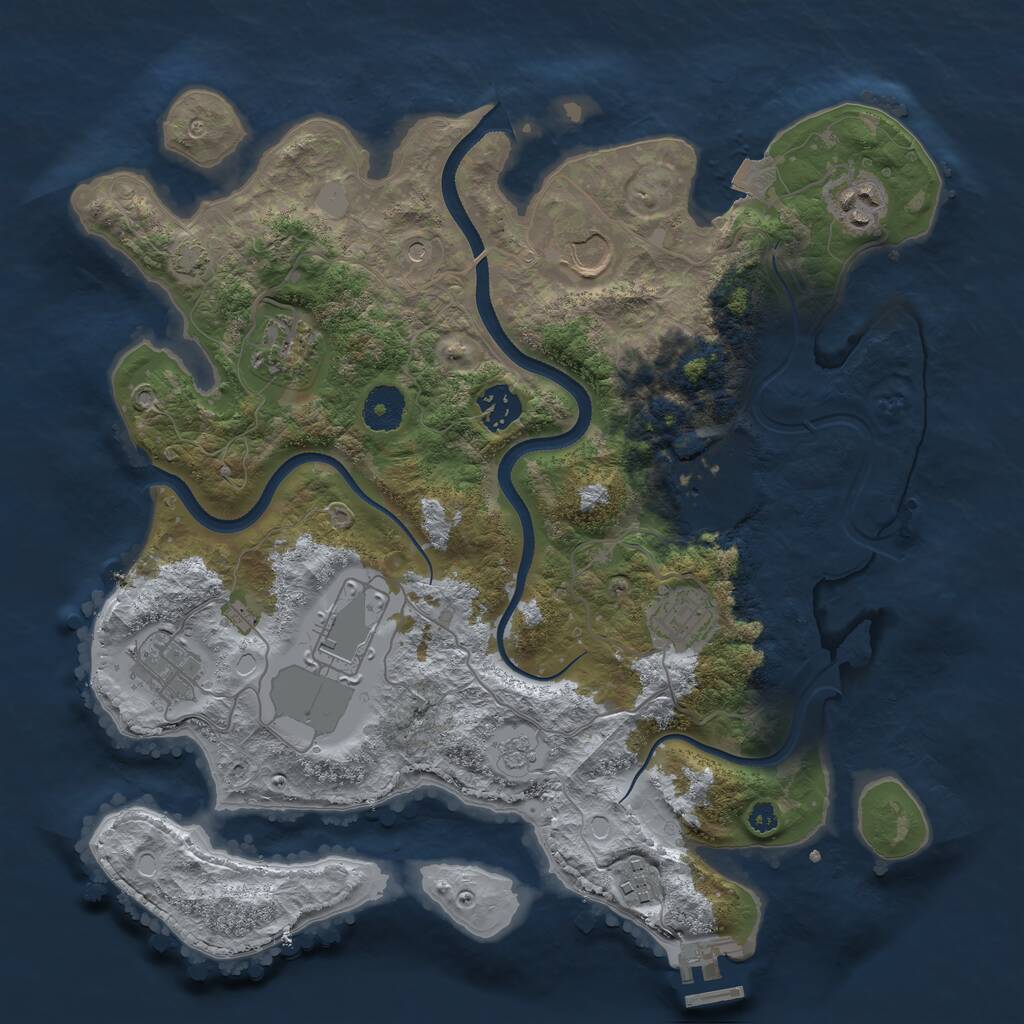 Rust Map: Procedural Map, Size: 3500, Seed: 1308467420, 14 Monuments