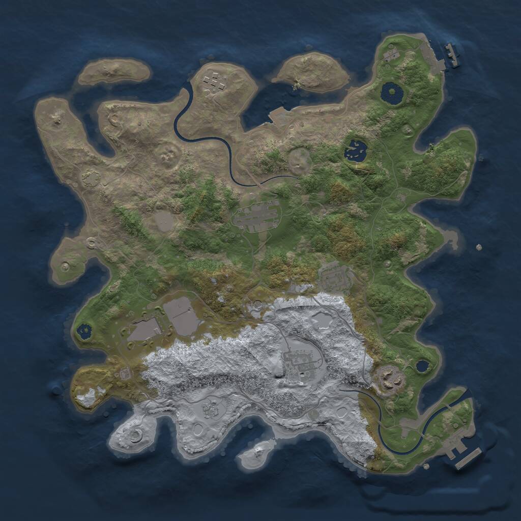 Rust Map: Procedural Map, Size: 3500, Seed: 1344355877, 13 Monuments