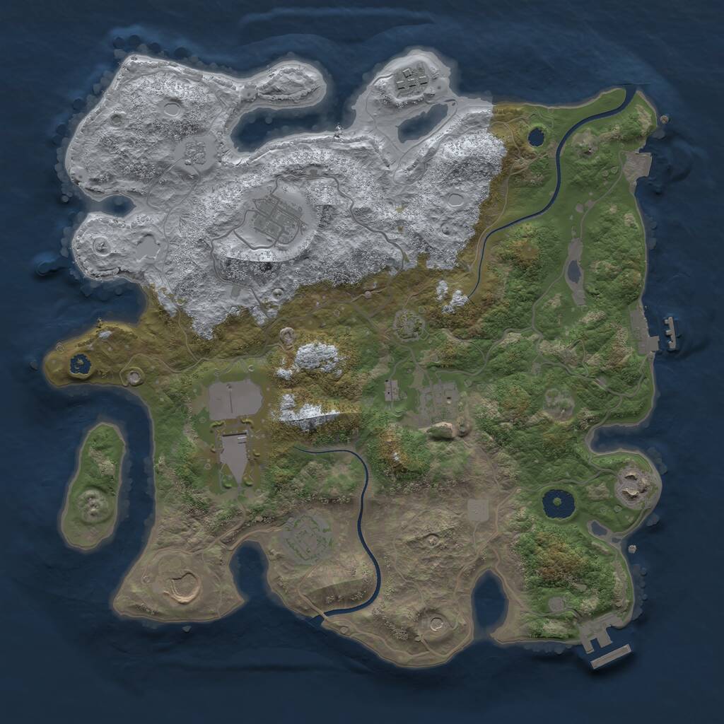 Rust Map: Procedural Map, Size: 3500, Seed: 1428680746, 13 Monuments