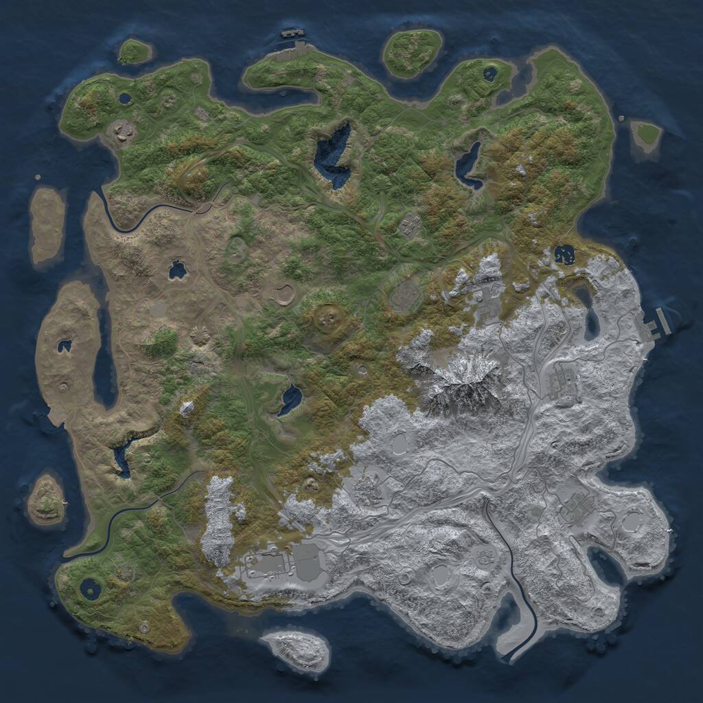 Rust Map: Procedural Map, Size: 5000, Seed: 1234554321, 16 Monuments