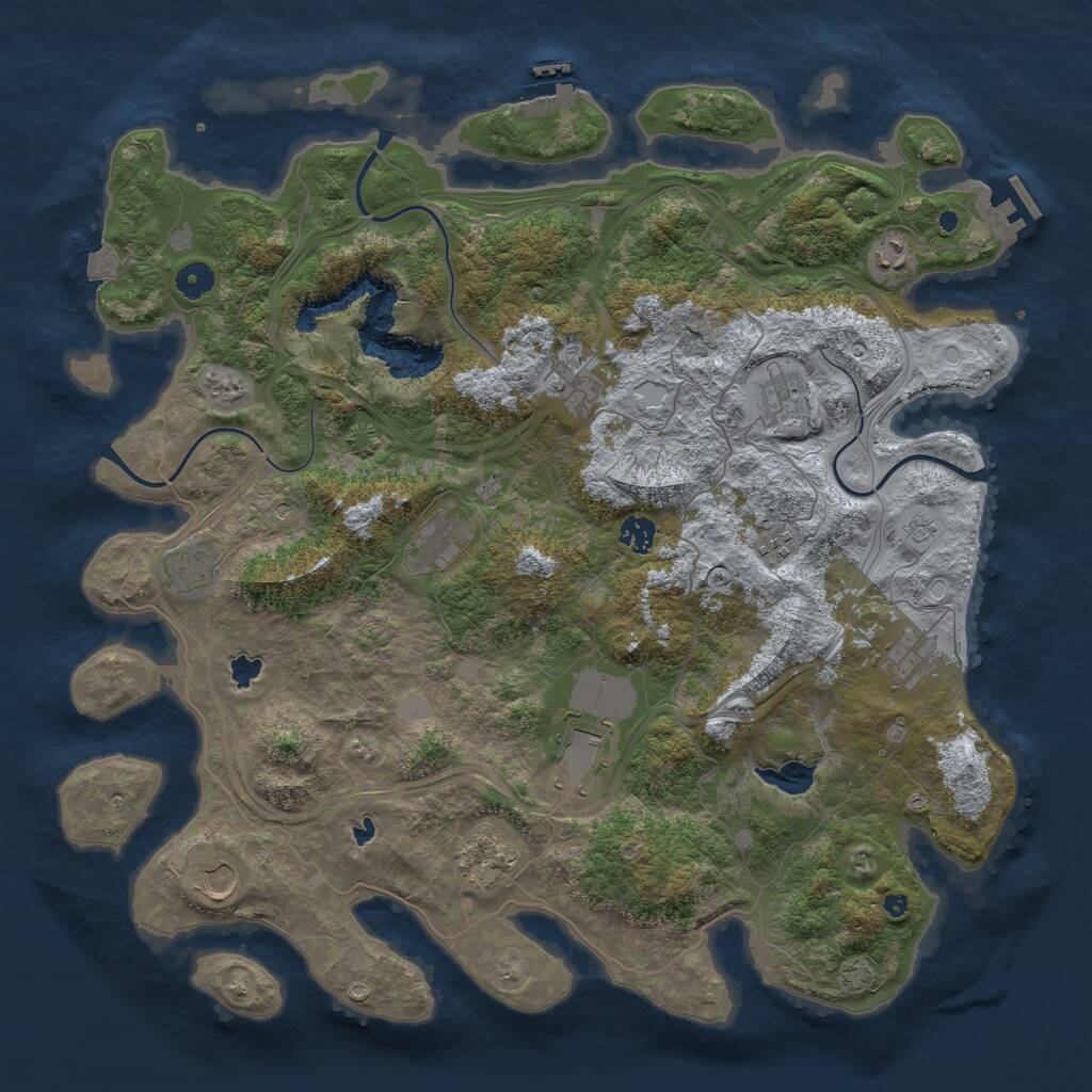 Rust Map: Procedural Map, Size: 4500, Seed: 1503230687, 17 Monuments