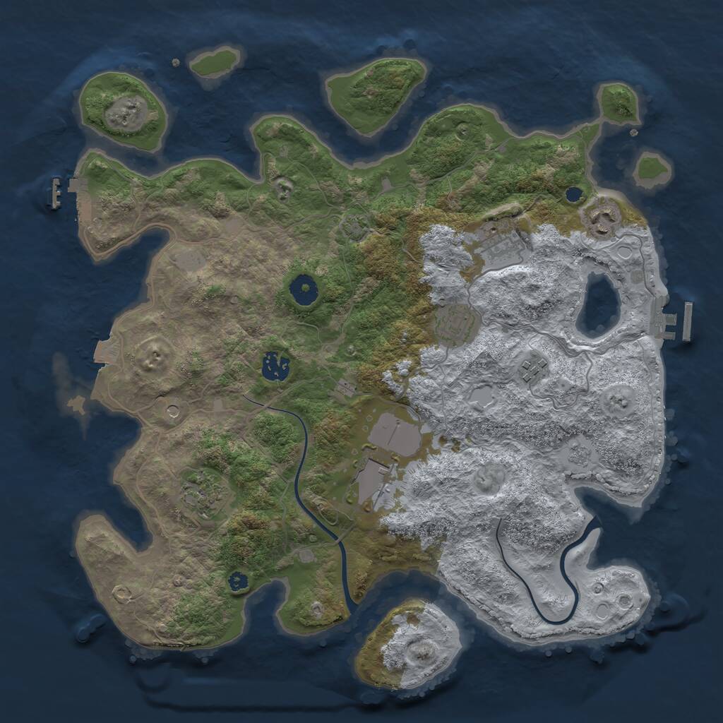 Rust Map: Procedural Map, Size: 3750, Seed: 100802616, 13 Monuments