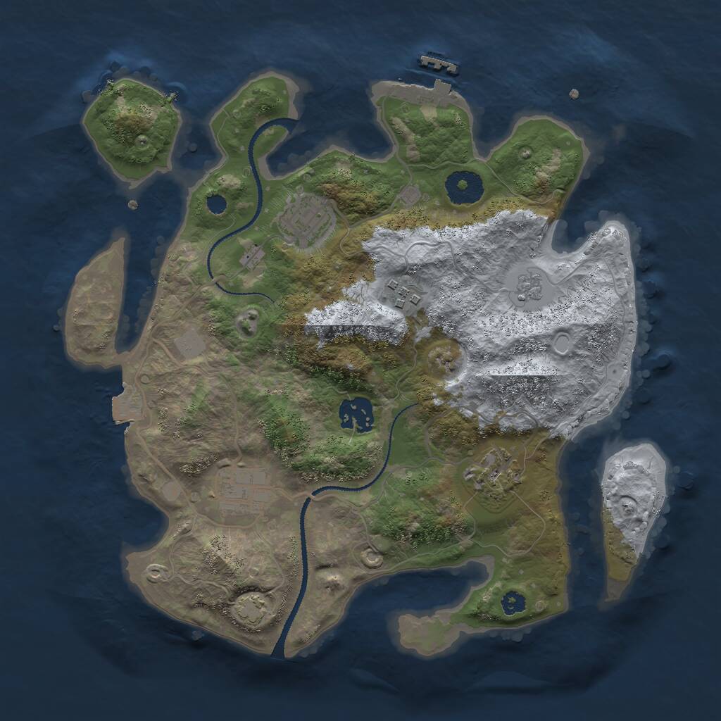 Rust Map: Procedural Map, Size: 3000, Seed: 465673226, 9 Monuments