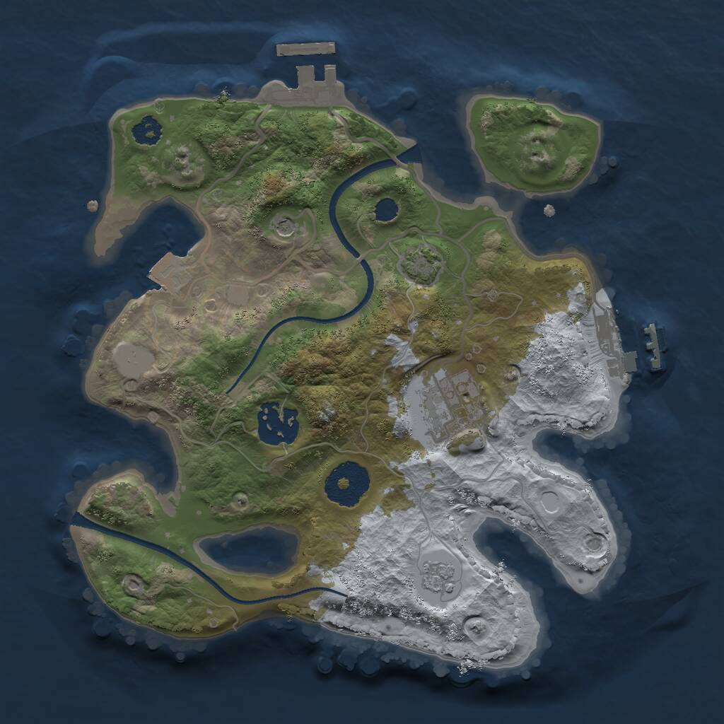 Rust Map: Procedural Map, Size: 2500, Seed: 264162177, 8 Monuments