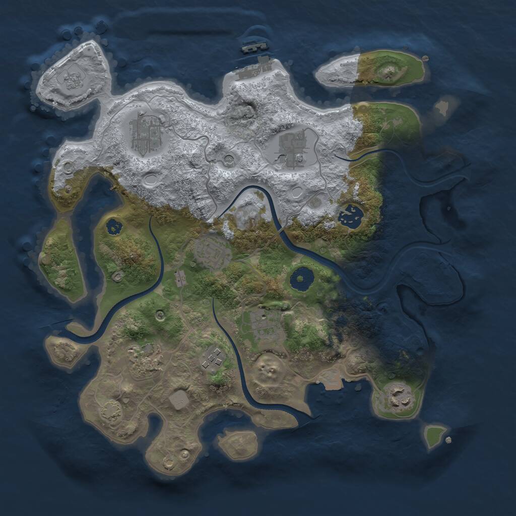 Rust Map: Procedural Map, Size: 3300, Seed: 732313156, 13 Monuments