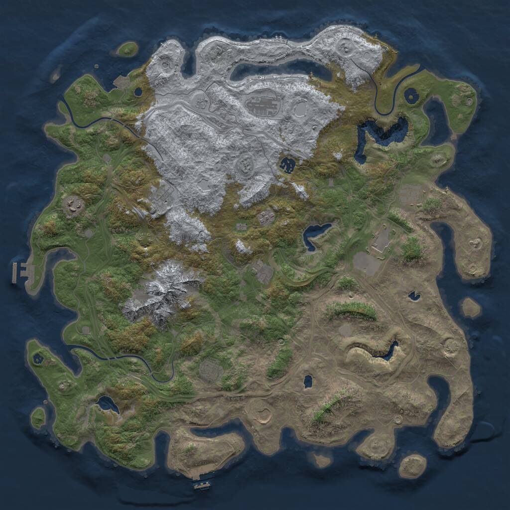 Rust Map: Procedural Map, Size: 5000, Seed: 76771, 16 Monuments