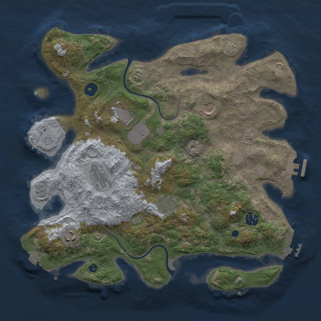 Rust Map: Procedural Map, Size: 3700, Seed: 86727535, 13 Monuments