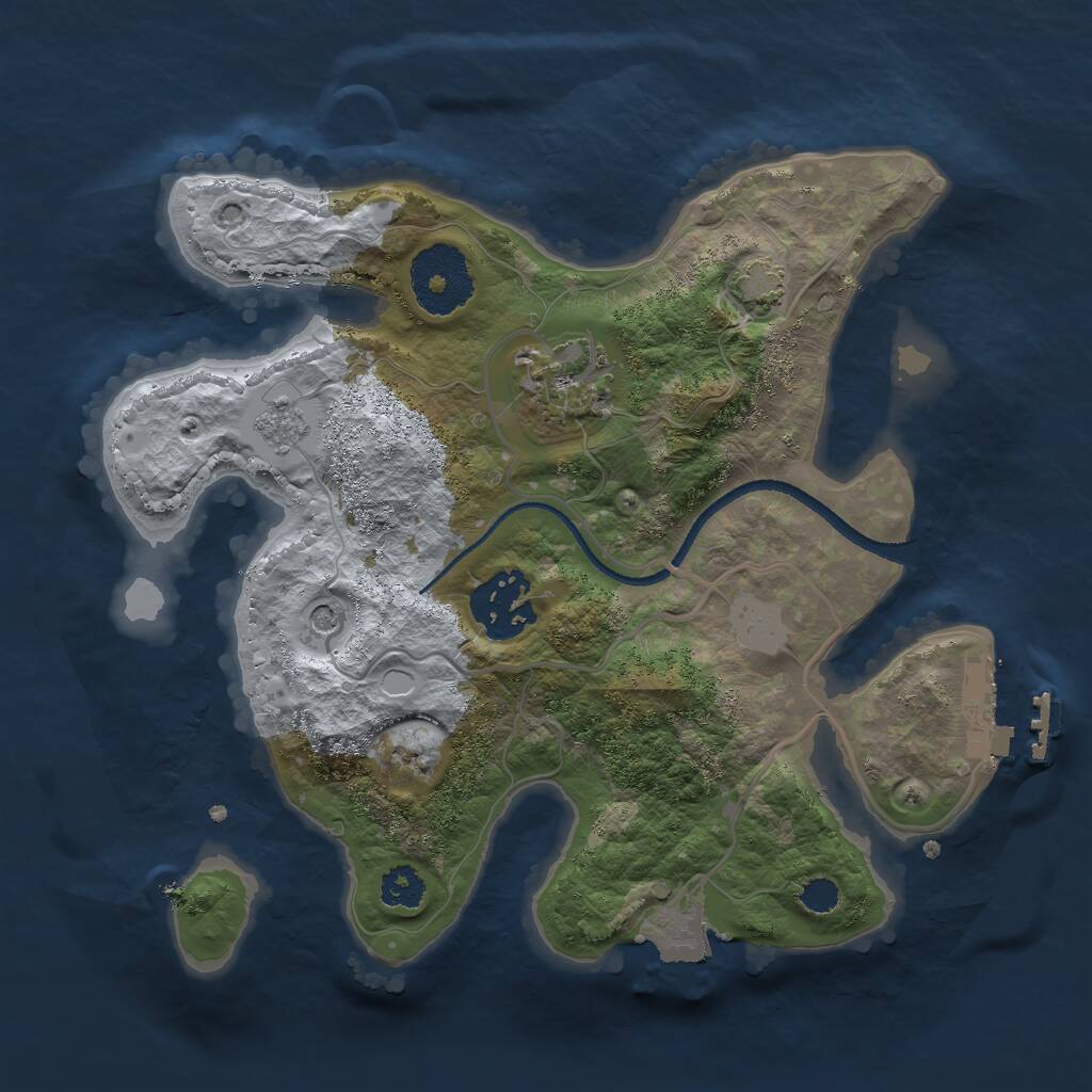 Rust Map: Procedural Map, Size: 2500, Seed: 923380846, 7 Monuments