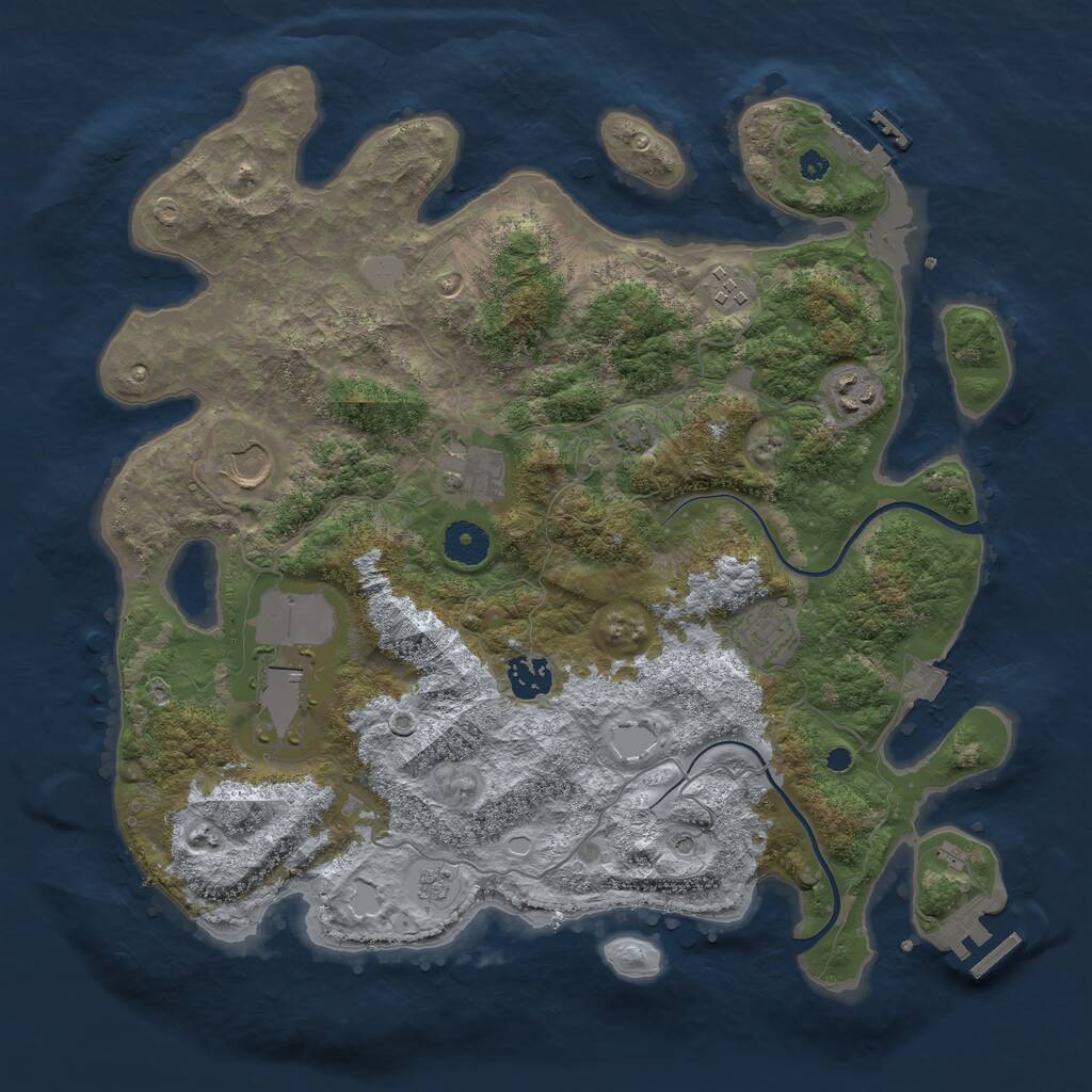 Rust Map: Procedural Map, Size: 3700, Seed: 1786350618, 13 Monuments