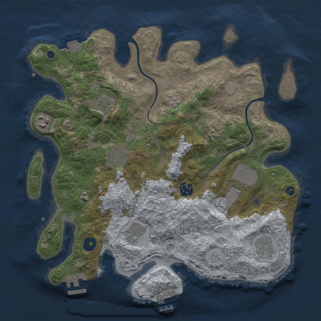 Rust Map: Procedural Map, Size: 3500, Seed: 554863475, 15 Monuments