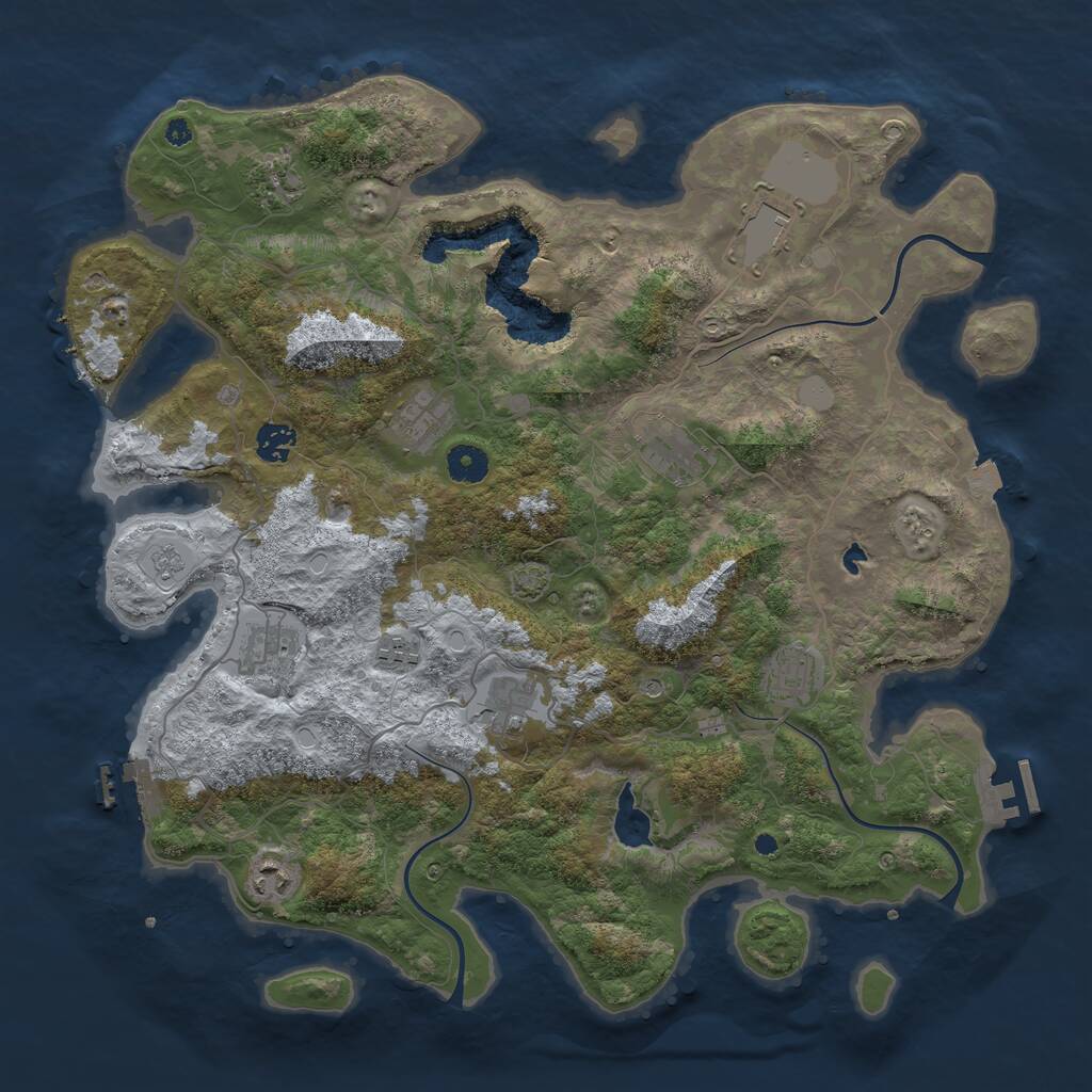 Rust Map: Procedural Map, Size: 4096, Seed: 1804189683, 16 Monuments