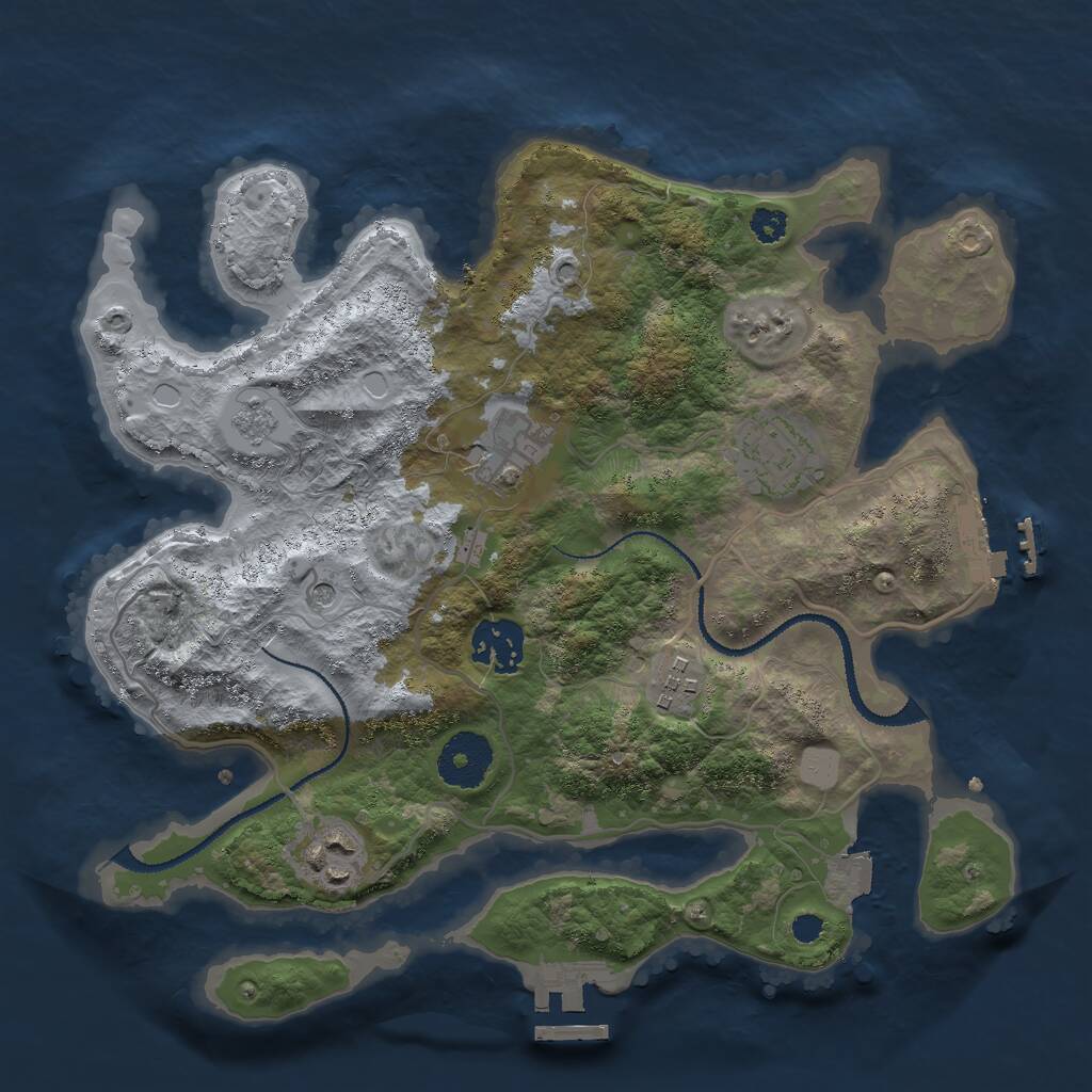 Rust Map: Procedural Map, Size: 3000, Seed: 957345712, 10 Monuments