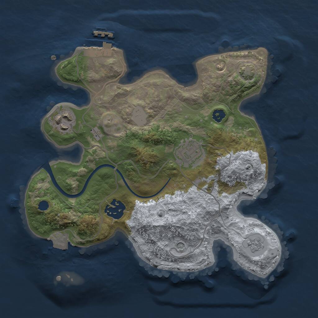 Rust Map: Procedural Map, Size: 2500, Seed: 9668027, 8 Monuments
