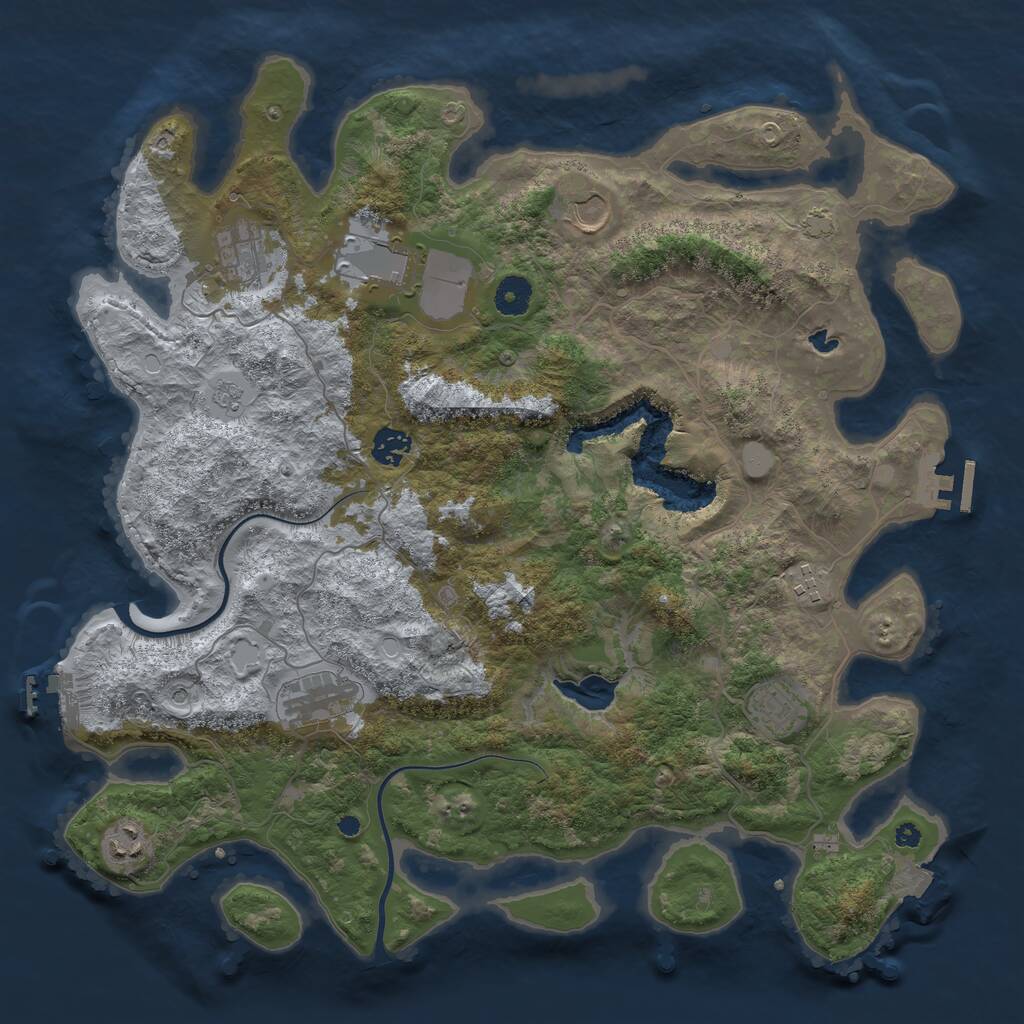 Rust Map: Procedural Map, Size: 4000, Seed: 704396127, 14 Monuments