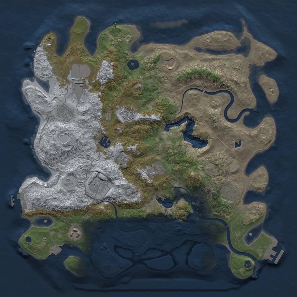 Rust Map: Procedural Map, Size: 4000, Seed: 704396127, 16 Monuments