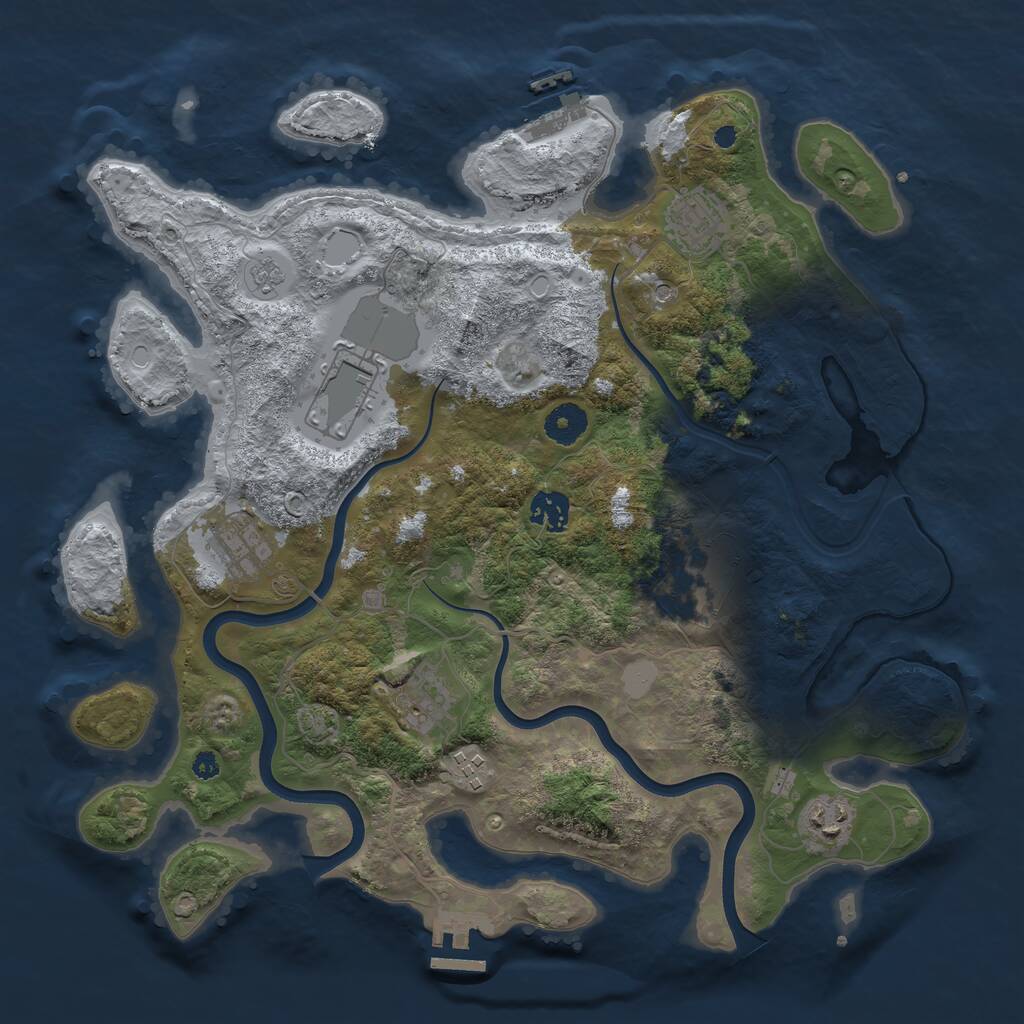 Rust Map: Procedural Map, Size: 3750, Seed: 1314245991, 14 Monuments