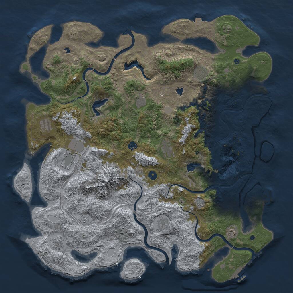 Rust Map: Procedural Map, Size: 5000, Seed: 16645050, 16 Monuments