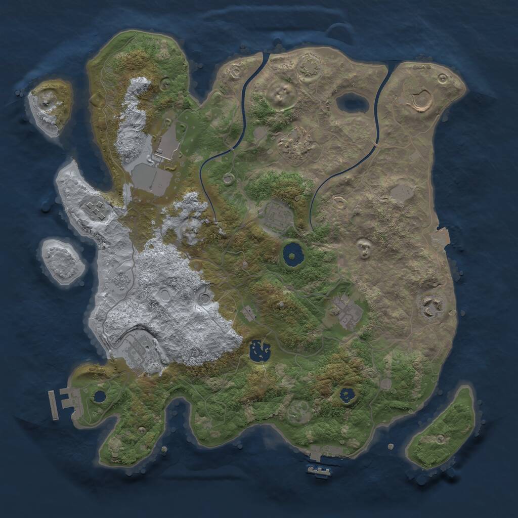Rust Map: Procedural Map, Size: 3500, Seed: 678215413, 15 Monuments