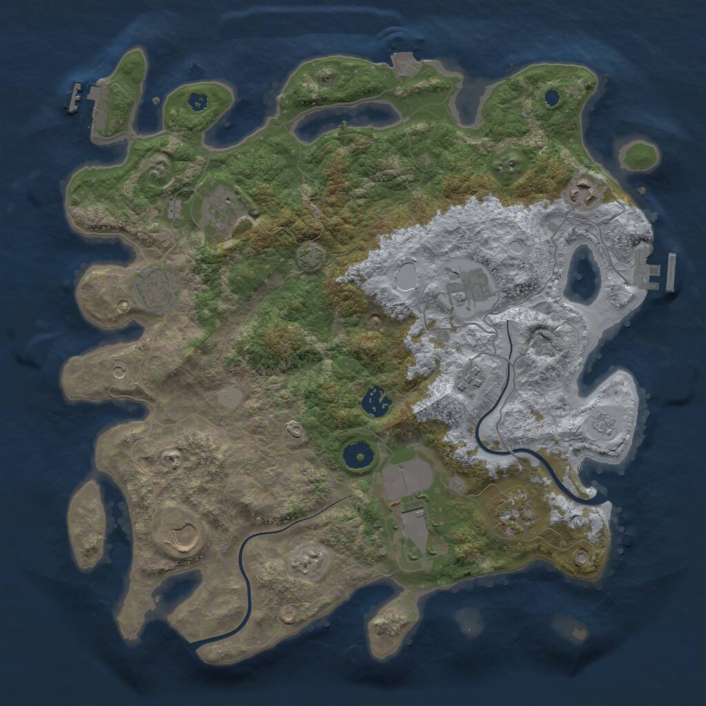 Rust Map: Procedural Map, Size: 3700, Seed: 424242, 15 Monuments