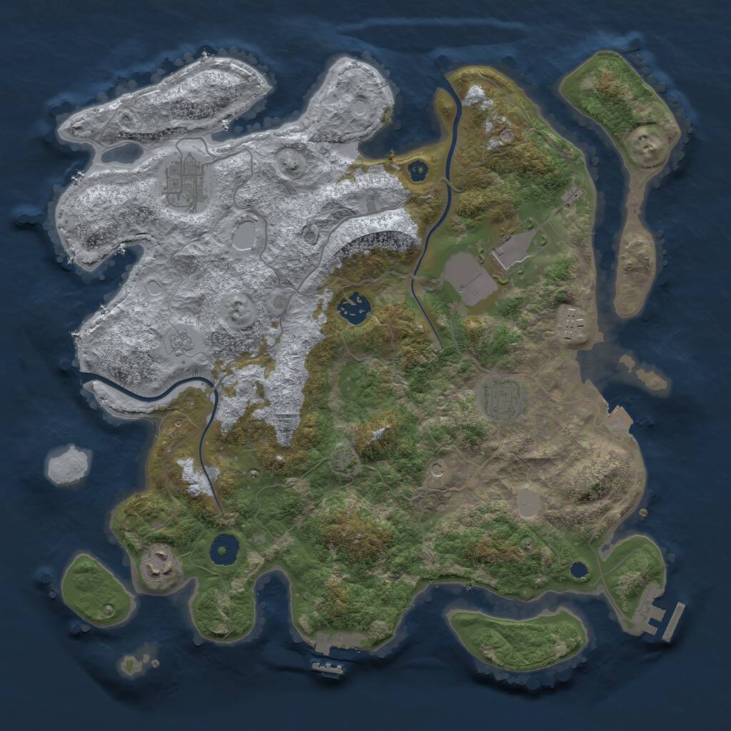 Rust Map: Procedural Map, Size: 3600, Seed: 960865, 12 Monuments