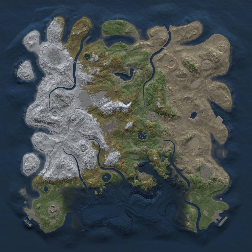 Rust Map: Procedural Map, Size: 4300, Seed: 1372323149, 16 Monuments