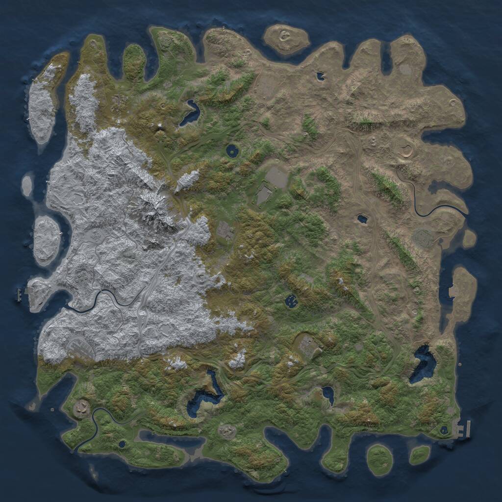 Rust Map: Procedural Map, Size: 6000, Seed: 912143284, 17 Monuments