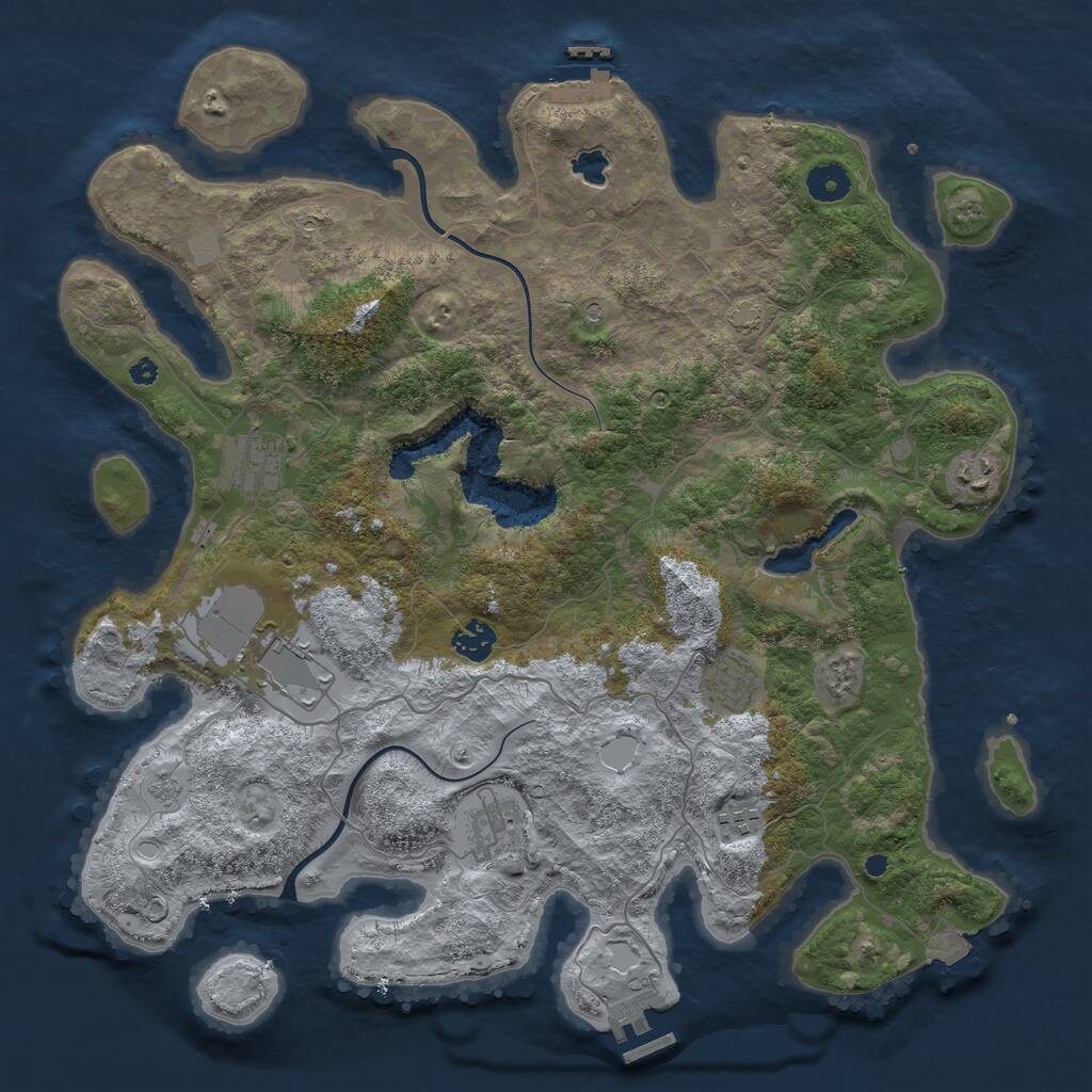 Rust Map: Procedural Map, Size: 4000, Seed: 1512053846, 13 Monuments