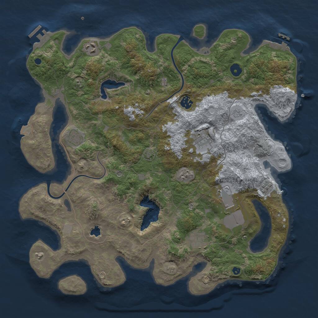 Rust Map: Procedural Map, Size: 4000, Seed: 356197940, 13 Monuments