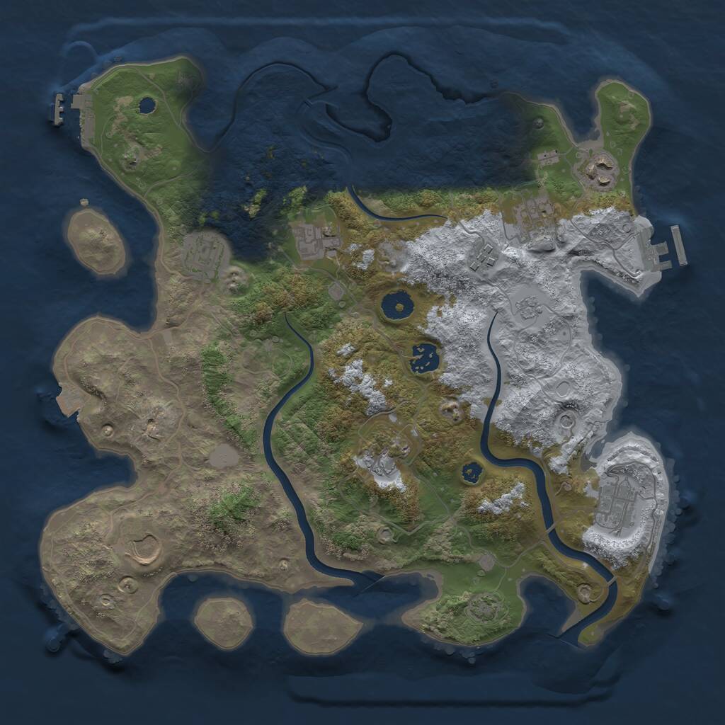 Rust Map: Procedural Map, Size: 3600, Seed: 53, 15 Monuments