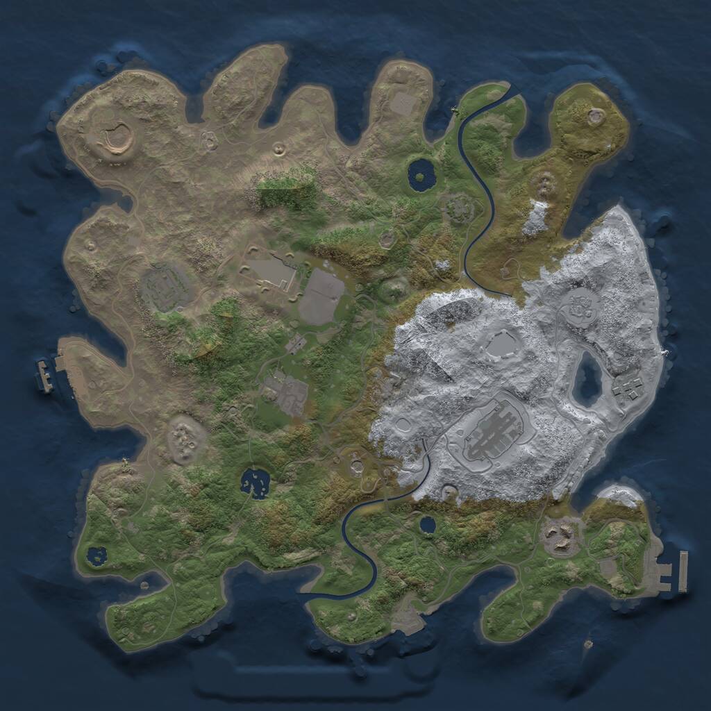 Rust Map: Procedural Map, Size: 3500, Seed: 671829272, 14 Monuments