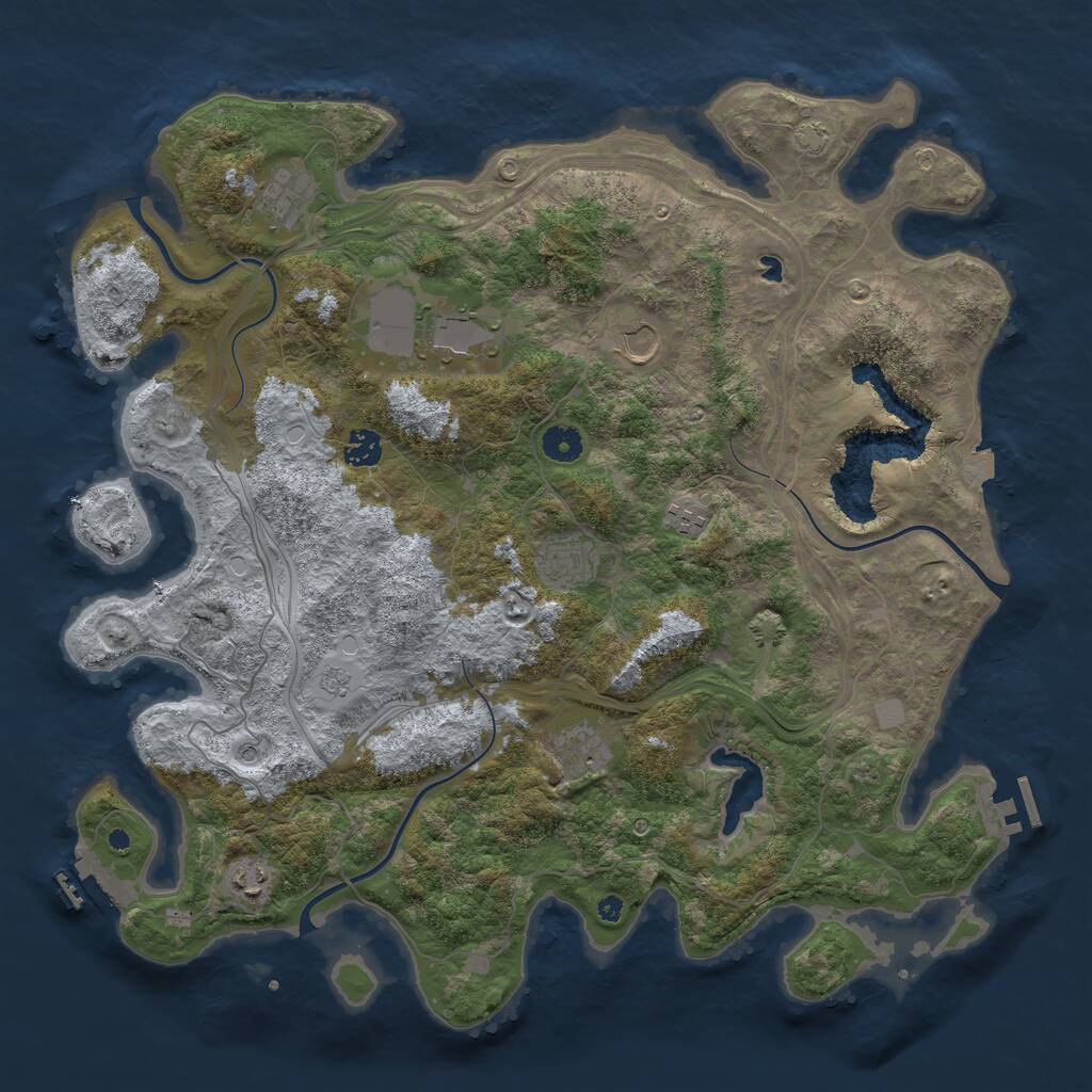 Rust Map: Procedural Map, Size: 4250, Seed: 1894549838, 14 Monuments