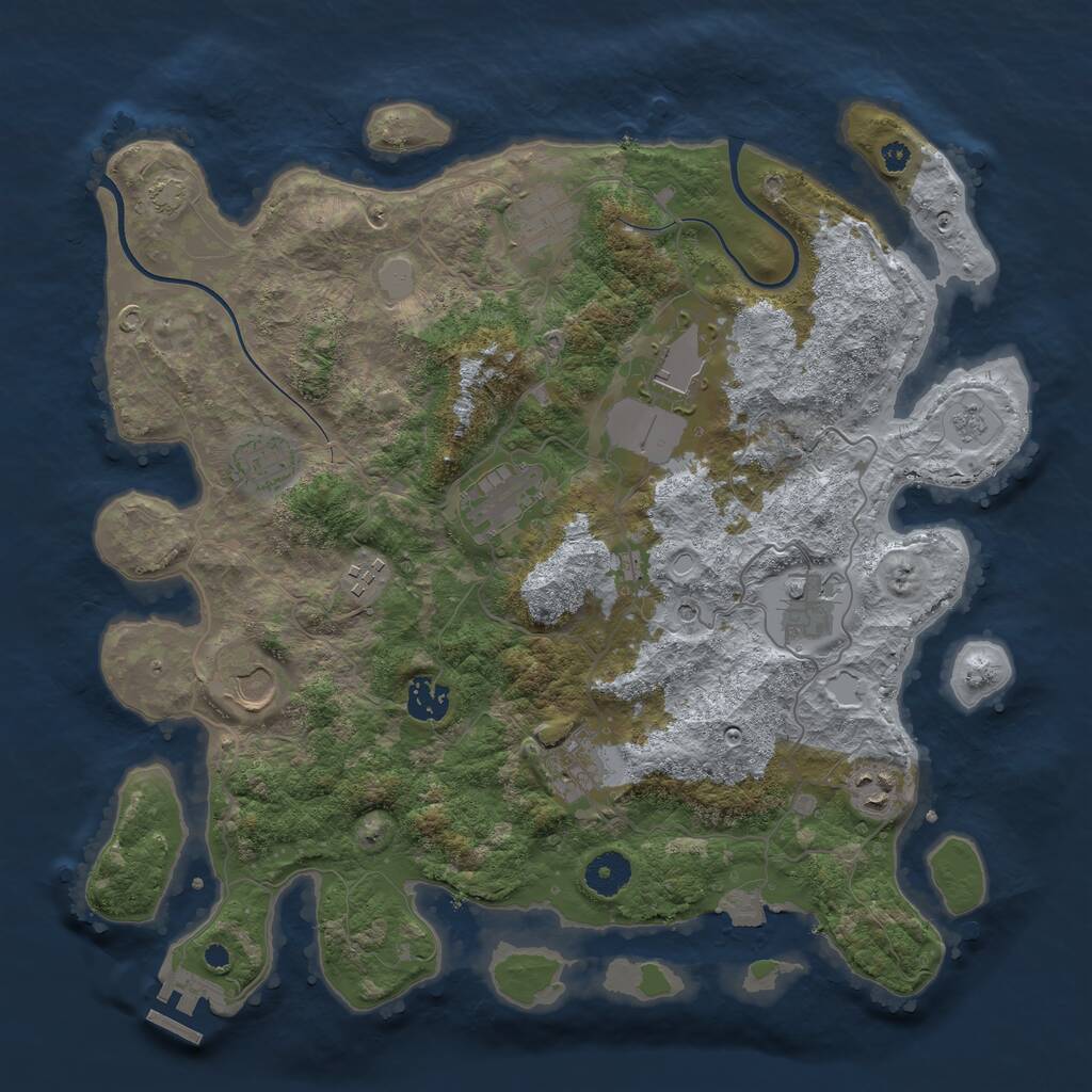 Rust Map: Procedural Map, Size: 3750, Seed: 151418078, 15 Monuments