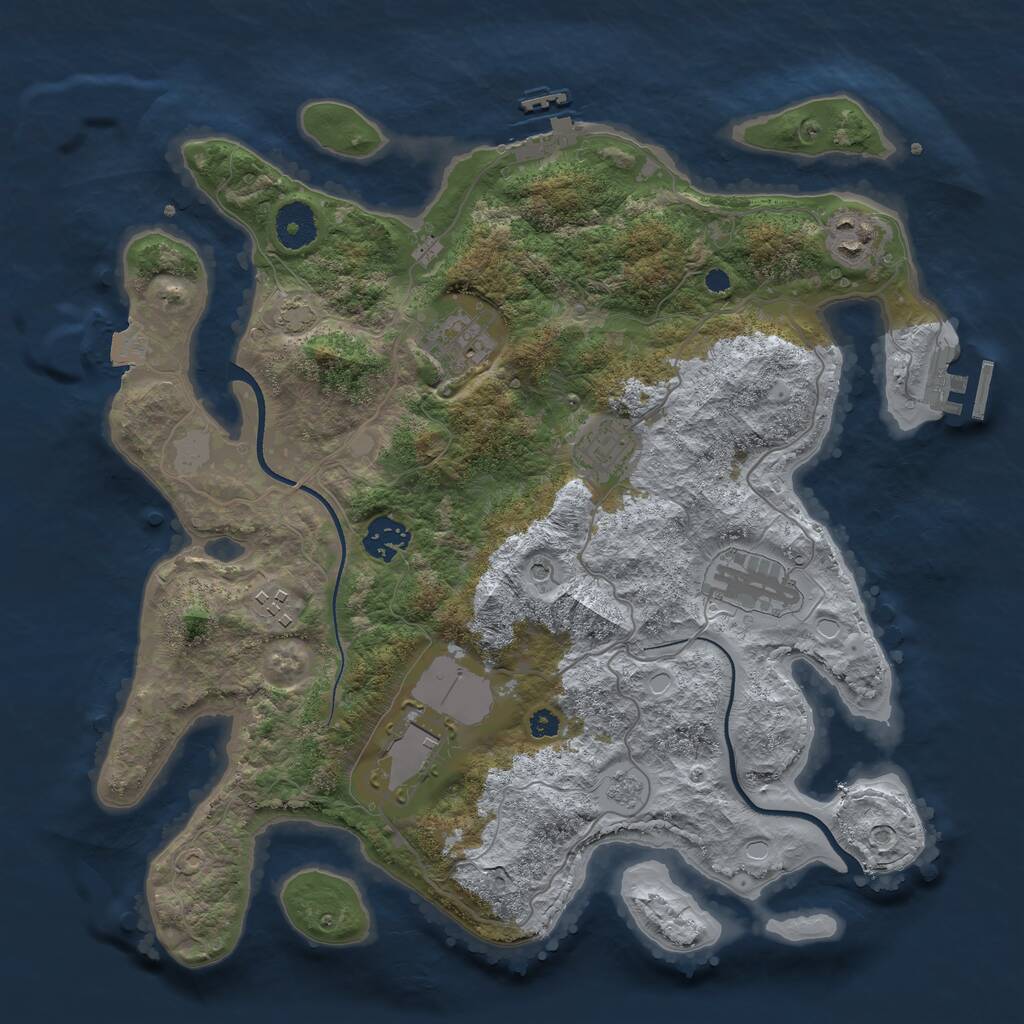 Rust Map: Procedural Map, Size: 3500, Seed: 414187756, 13 Monuments