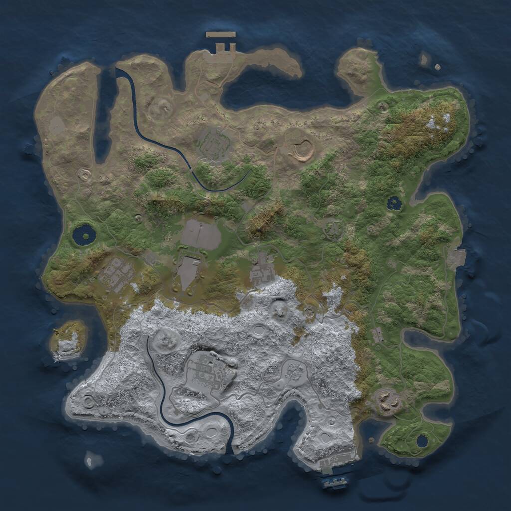 Rust Map: Procedural Map, Size: 3500, Seed: 595257077, 13 Monuments